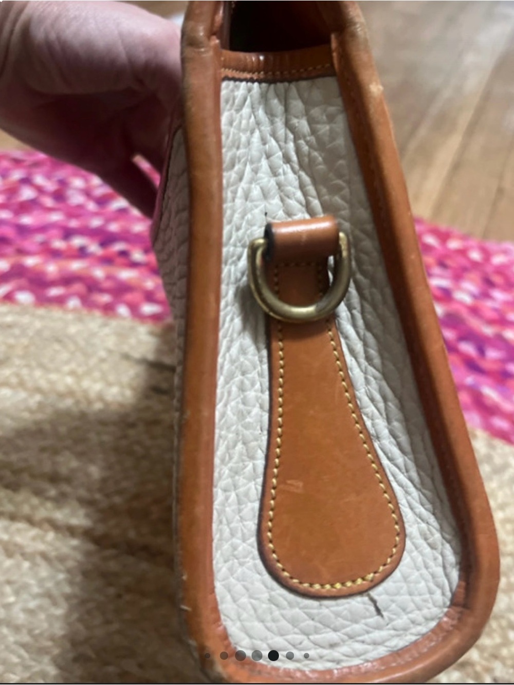 Vintage Dooney & Bourke Tan and Cream Leather Clutch - Picture 8 of 11